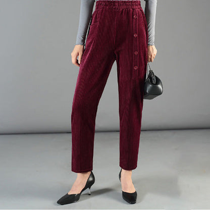 Women's High Waist Corduroy Warm Pants