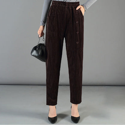 Women's High Waist Corduroy Warm Pants