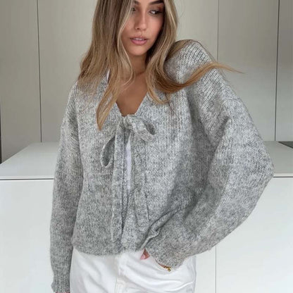 💖 Women's Cashmere Blend Bow Cardigan – Soft, Feminine & Timeless Layer for Office, Dates & Casual Days