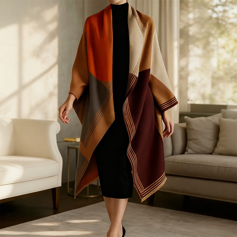 Oversized Color-Block Scarf Shawl