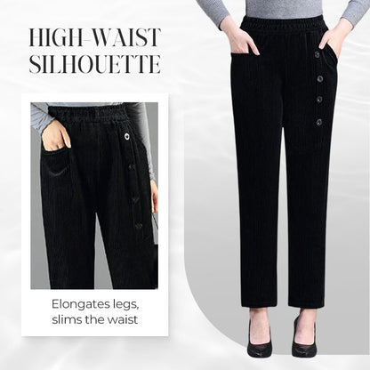 Women's High-Waist Plush-Lined Warm Pants