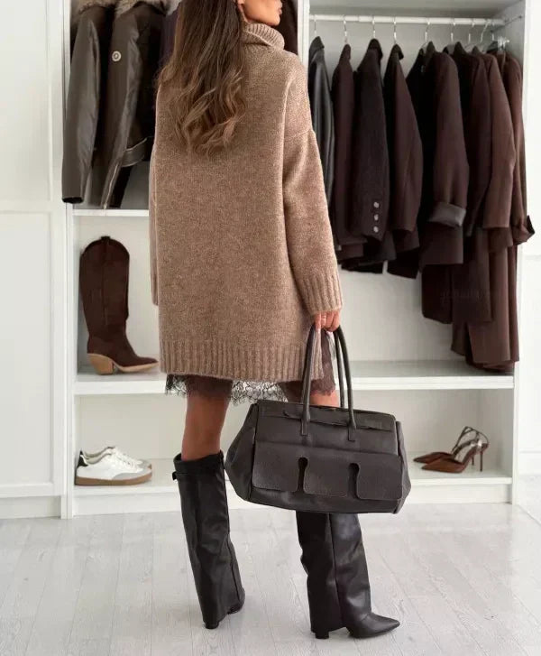 🔥Turtleneck Sweater Mini Dress Set