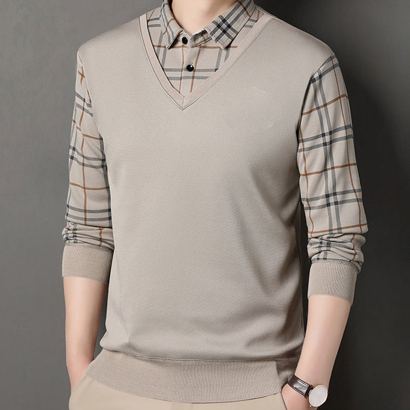 💖Men's Layered Style Long Sleeve Top