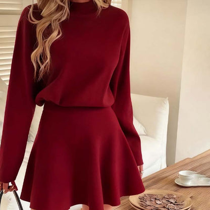 ✨💓Women's Mock Neck Knit A-Line Mini Dress
