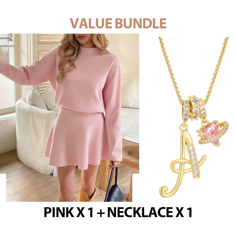 ✨💓Women's Mock Neck Knit A-Line Mini Dress