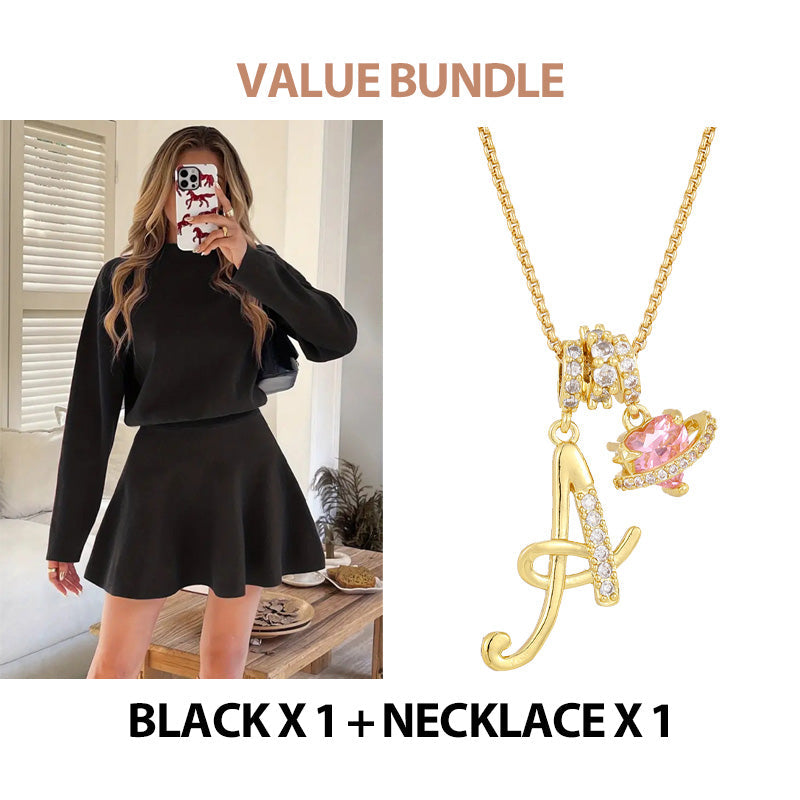 ✨💓Women's Mock Neck Knit A-Line Mini Dress