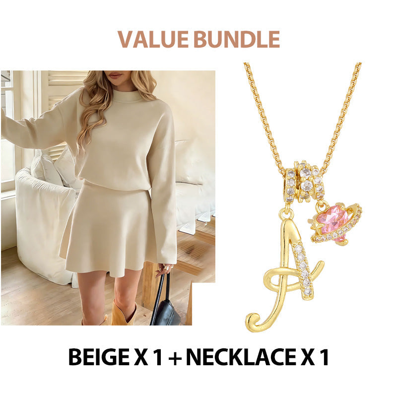 ✨💓Women's Mock Neck Knit A-Line Mini Dress