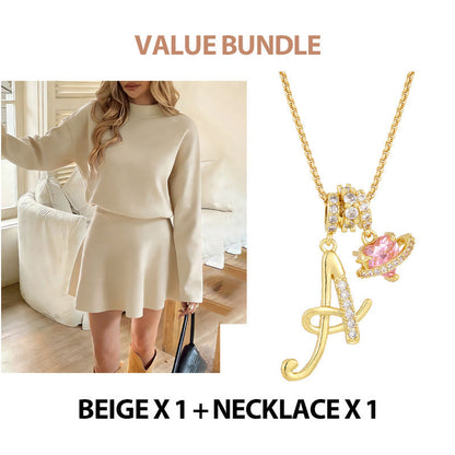 ✨💓Women's Mock Neck Knit A-Line Mini Dress