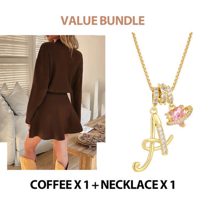 ✨💓Women's Mock Neck Knit A-Line Mini Dress