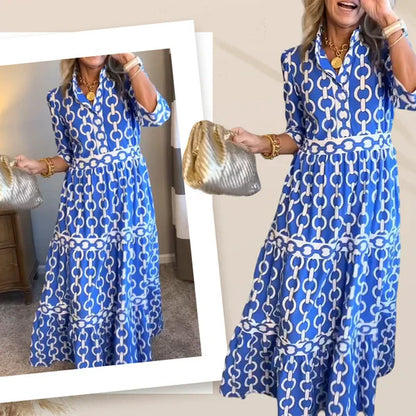 🌸💐Women’s Geometric Print V-Neck Maxi Dress