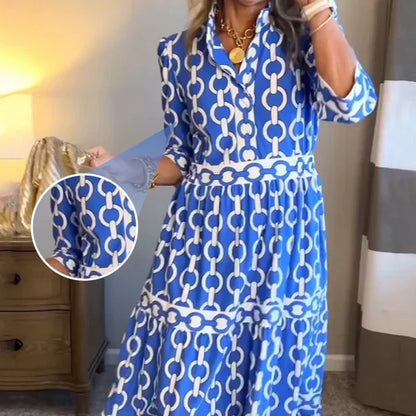 🌸💐Women’s Geometric Print V-Neck Maxi Dress