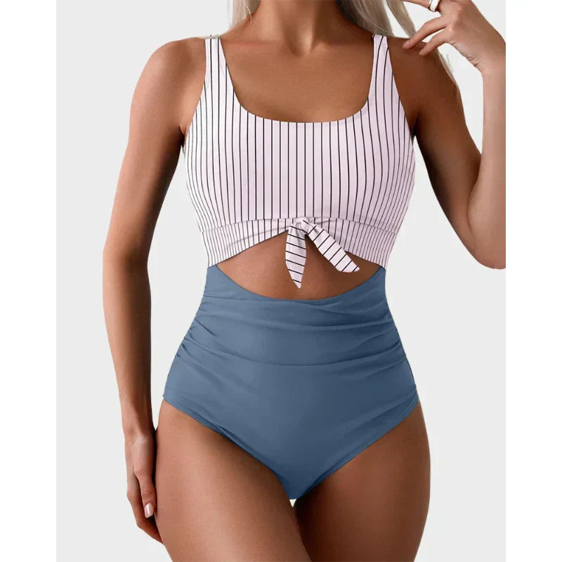 💃Women's Tummy Control Slimming Cutout Tie Knot One Piece Swimsuit👙