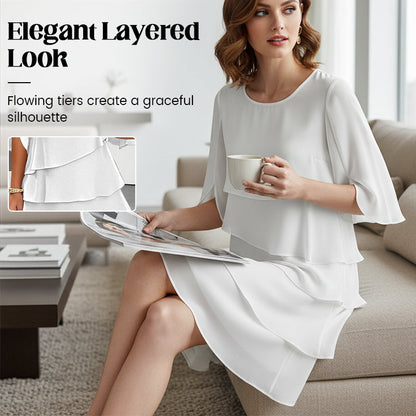 🎁Women's Elegant Layered Ruffle Sleeve Dress – Effortless Style for Every Occasion💃