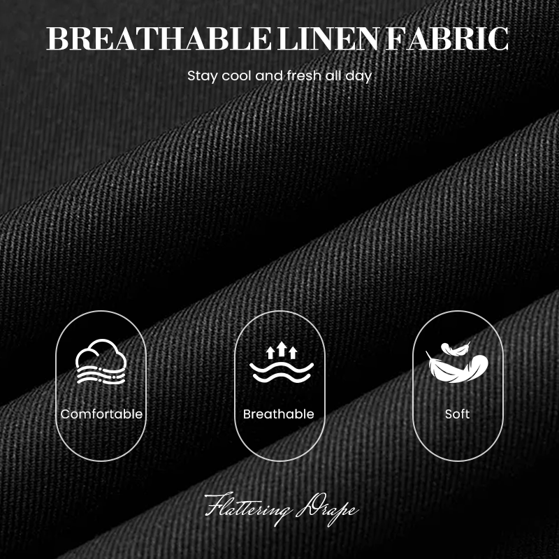 Women's Casual V-Neck Linen Shirt Dress