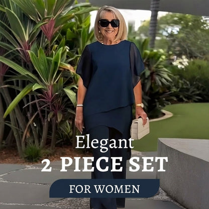 Charming Irregular Top & Wide Leg Pants Set