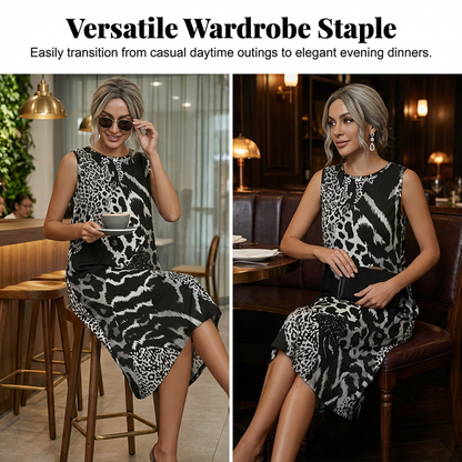 Women's Leopard Print Sleeveless Midi Dress