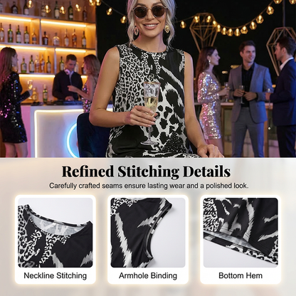 Women's Leopard Print Sleeveless Midi Dress