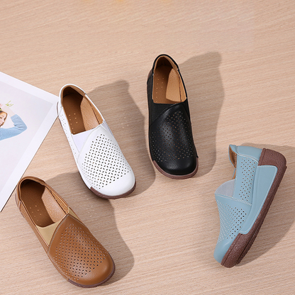 Breathable Perforated Slip-On Wedge Shoes
