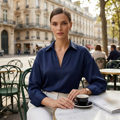 Women's Long Sleeve Button-Down Bodysuit Shirt