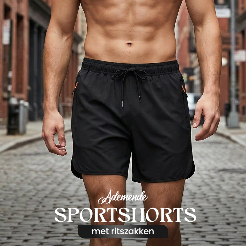🏃 Breathable Athletic Shorts – Zippered Pockets, Quick-Dry & Elastic Waistband