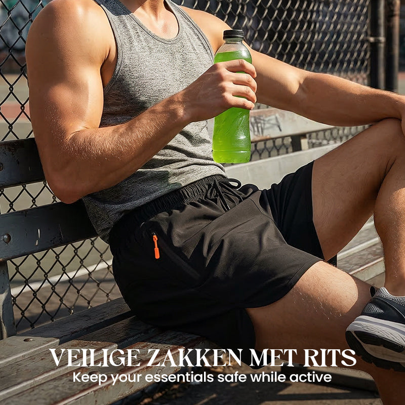🏃 Breathable Athletic Shorts – Zippered Pockets, Quick-Dry & Elastic Waistband