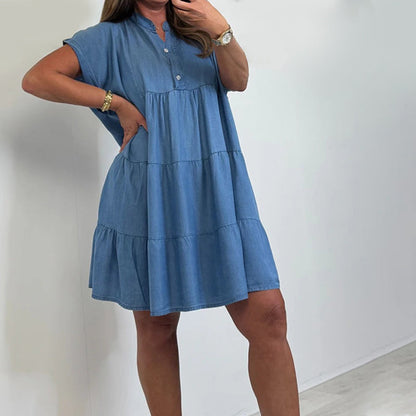 👗Women’s Casual Solid Button Down Short Dress