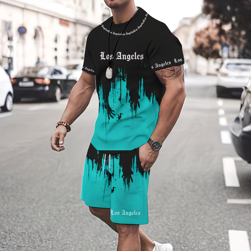 👕 LIMITED-TIME 52% OFF! 🩳 Men's Graphic Print T-Shirt & Shorts Set – Coordinated, Soft, Adjustable Waist 🌴
