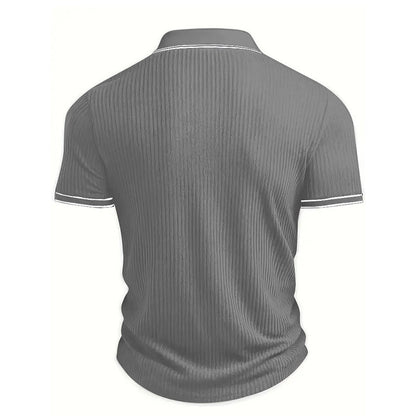 👔 Summer Casual Short Sleeve Shirt – Premium Knit, Contrast Tipping, Breathable 🌴