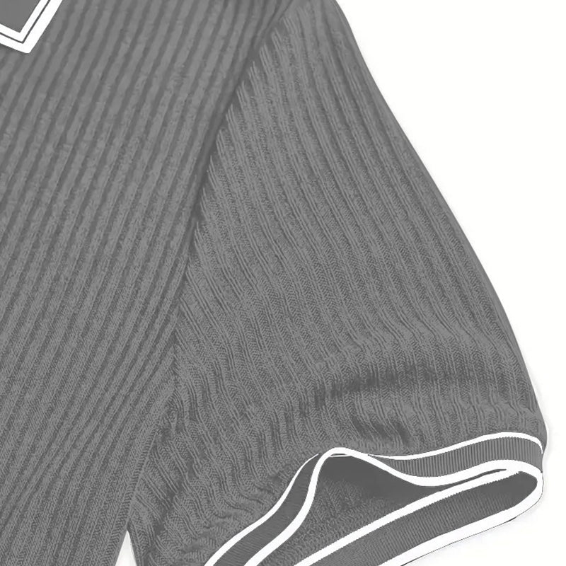 👔 Summer Casual Short Sleeve Shirt – Premium Knit, Contrast Tipping, Breathable 🌴