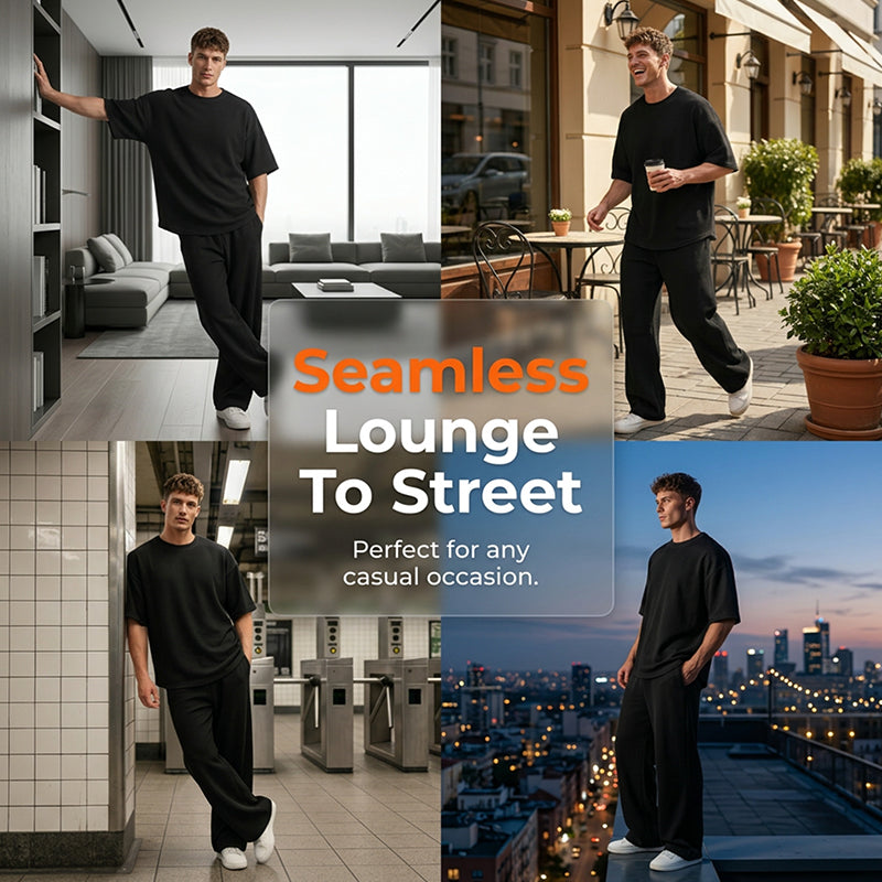 👔Men's T-Shirt & Wide-Leg Pants 2-Piece Set