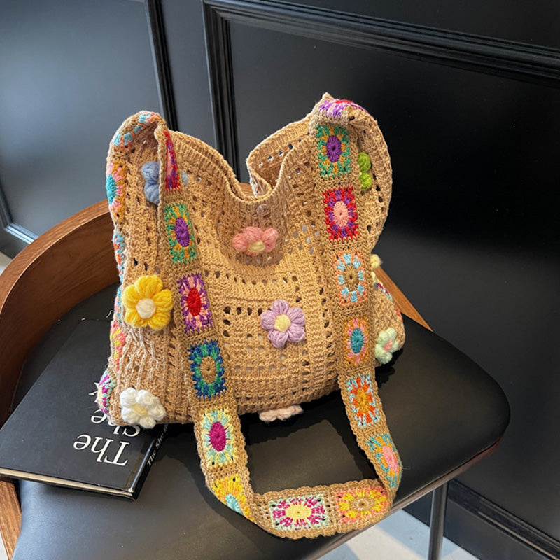 ✨ Women's Crochet Ethnic Bag – Bohemian, Spacious, Versatile 🌼