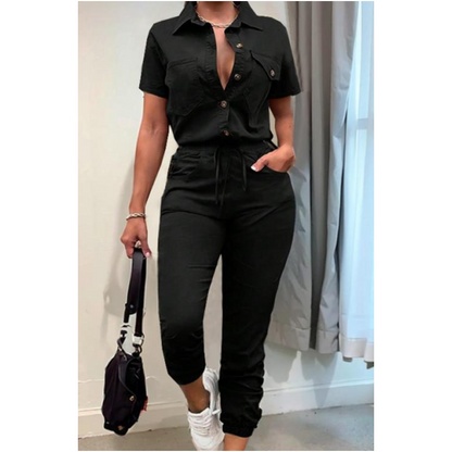 🥳 HOT SALE🥳💞50K+ SOLD!Women's Short Sleeve Button-Front Jumpsuit