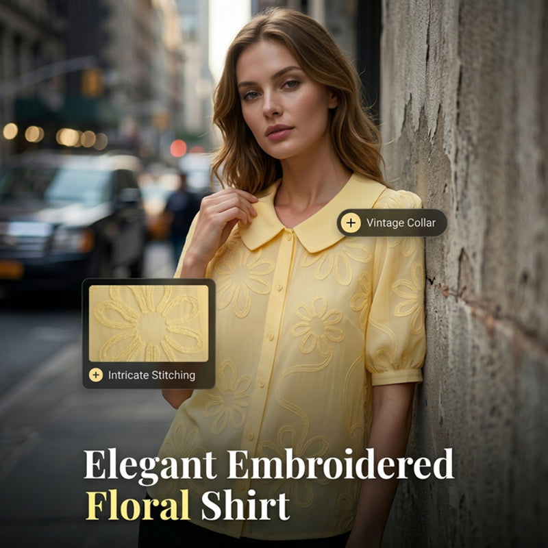 ✨Hot Sale✨Embroidered Floral Retro Collar Shirt