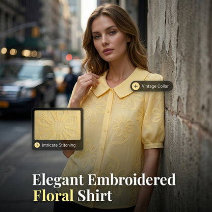 ✨Hot Sale✨Embroidered Floral Retro Collar Shirt