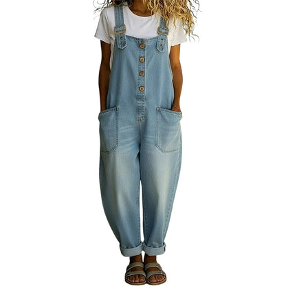 🔥Women's Casual Baggy Denim Overalls with Pockets