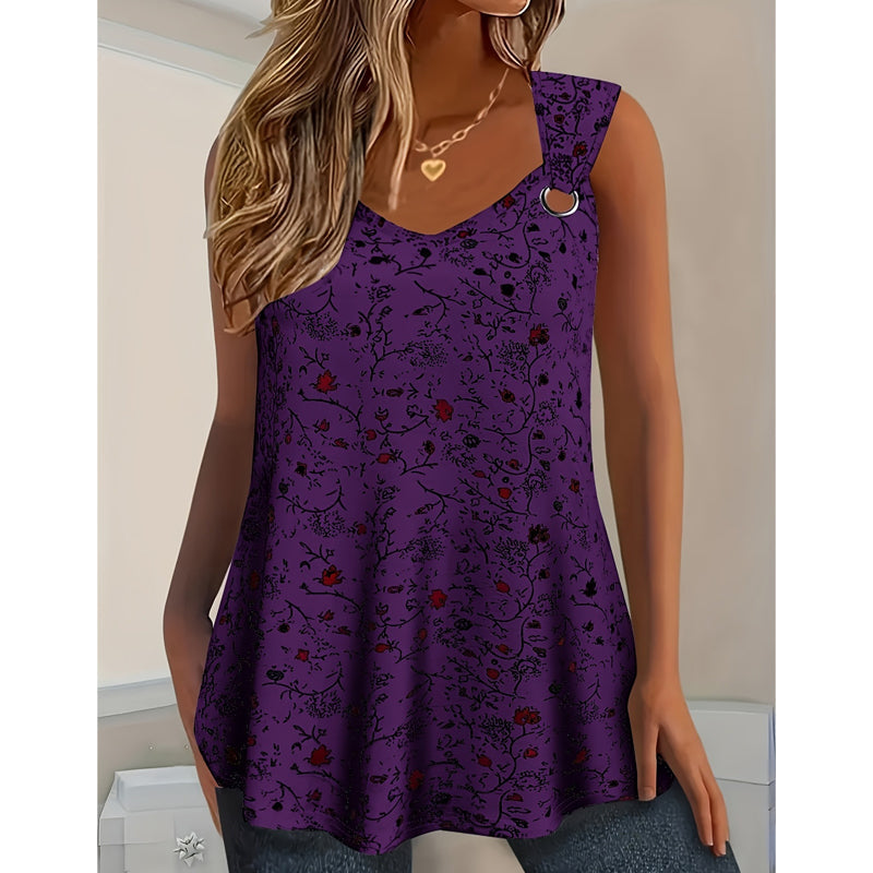 🌸 Women's Summer Floral Print Tank Top – Soft, breathable & sleeveless