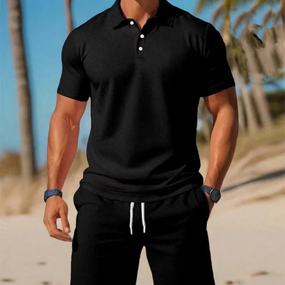 Men's Summer 2-Piece Collar Shirt & Shorts Set