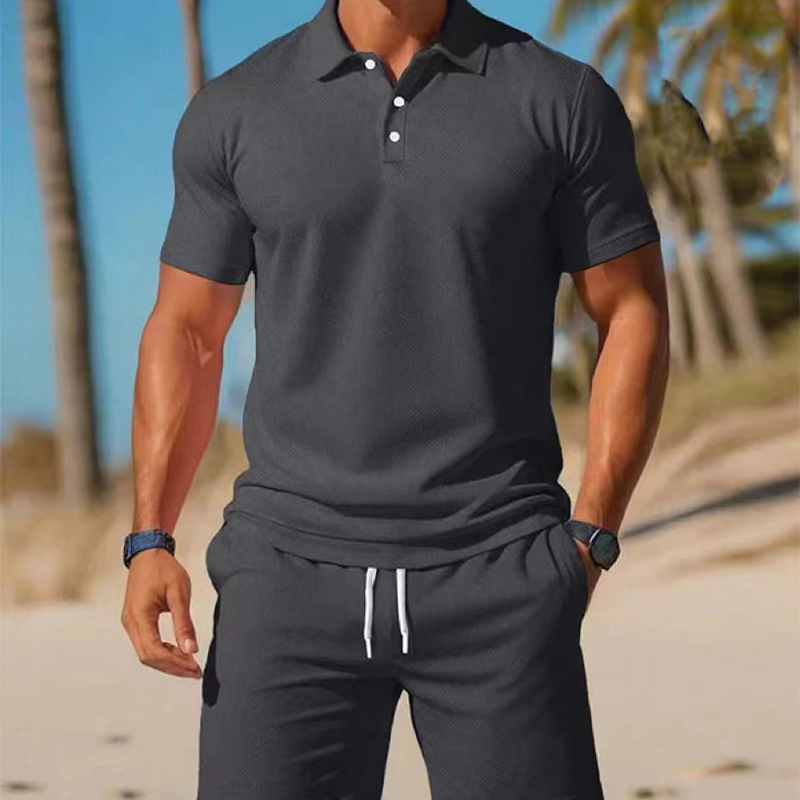Men's Summer 2-Piece Collar Shirt & Shorts Set