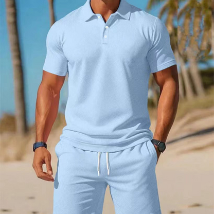 Men's Summer 2-Piece Collar Shirt & Shorts Set