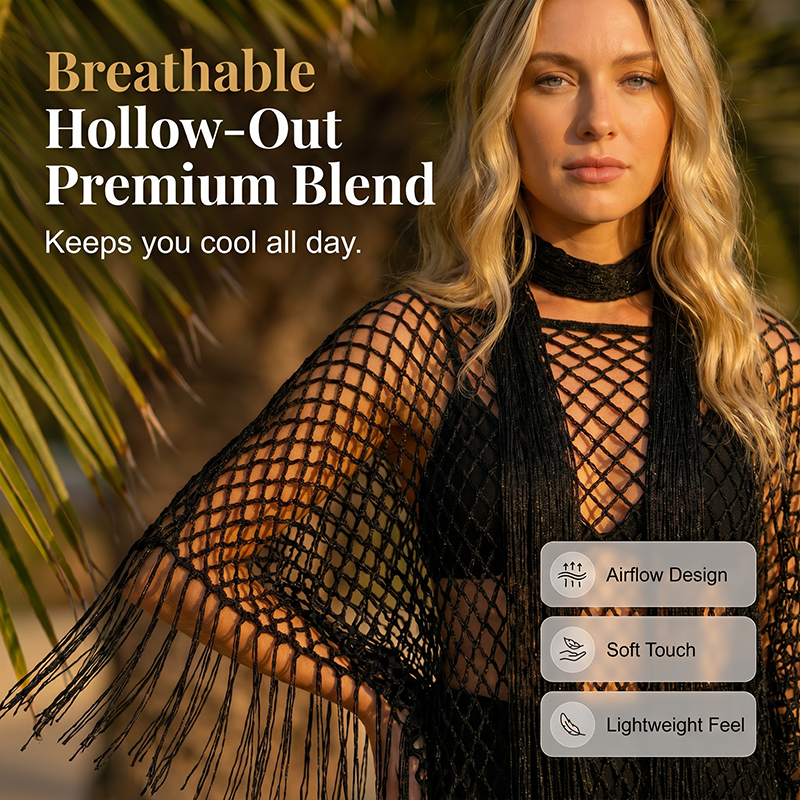 💐Summer Metallic Crochet Cover-Up – Lightweight, Flowy & Effortlessly Stylish summer outfit