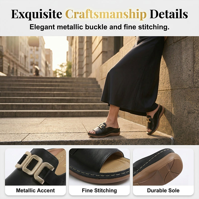 Artificial Leather Open Toe Slippers