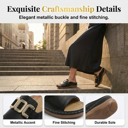 Artificial Leather Open Toe Slippers