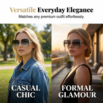 Rimless Oversized Square Sunglasses – Gradient Lens, Glitter Details, UV Protection ✨