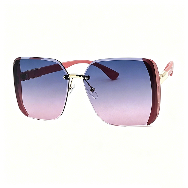 Rimless Oversized Square Sunglasses – Gradient Lens, Glitter Details, UV Protection ✨