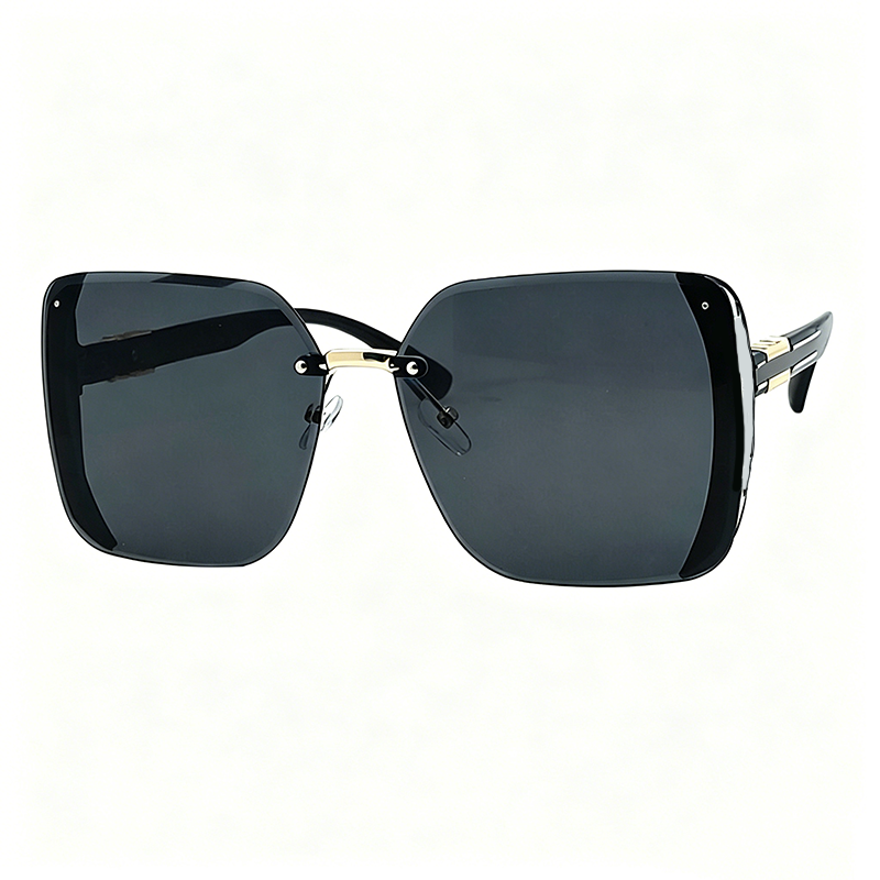 Rimless Oversized Square Sunglasses – Gradient Lens, Glitter Details, UV Protection ✨