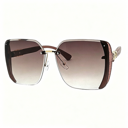 Rimless Oversized Square Sunglasses – Gradient Lens, Glitter Details, UV Protection ✨