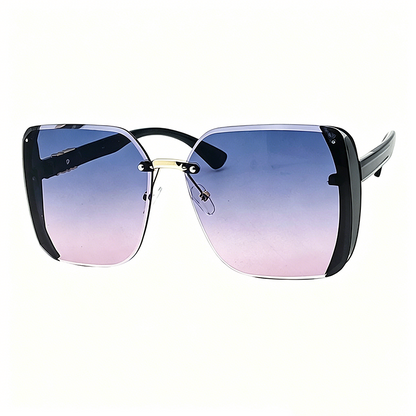 Rimless Oversized Square Sunglasses – Gradient Lens, Glitter Details, UV Protection ✨