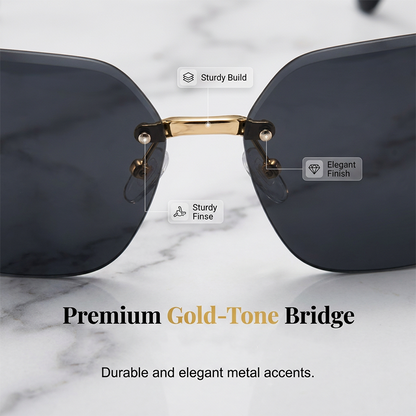 Rimless Oversized Square Sunglasses – Gradient Lens, Glitter Details, UV Protection ✨
