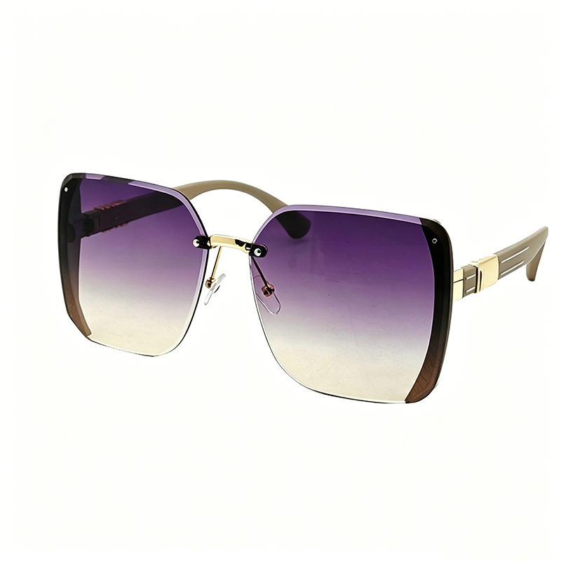 Rimless Oversized Square Sunglasses – Gradient Lens, Glitter Details, UV Protection ✨