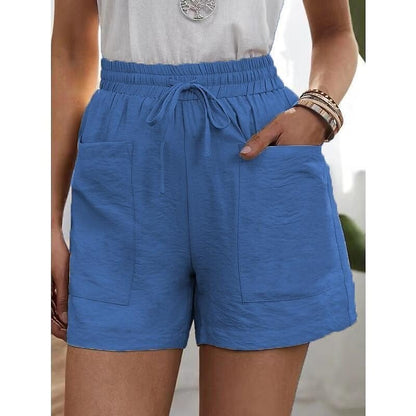 ✨Women's High-Waist Drawstring Breathable Shorts - Loose Fit, Cotton Blend, Drawstring Waist👖